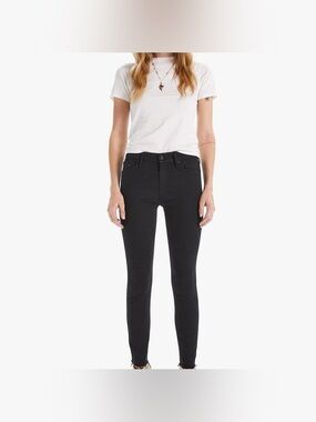 MOTHER The Looker Ankle Fray Black Skinny Jeans Size 29